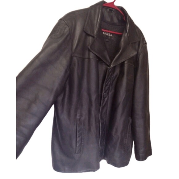 Black Old Stock Vintage Guess Butter Soft Leather Jacket W Removable Liner L - Picture 5 of 16